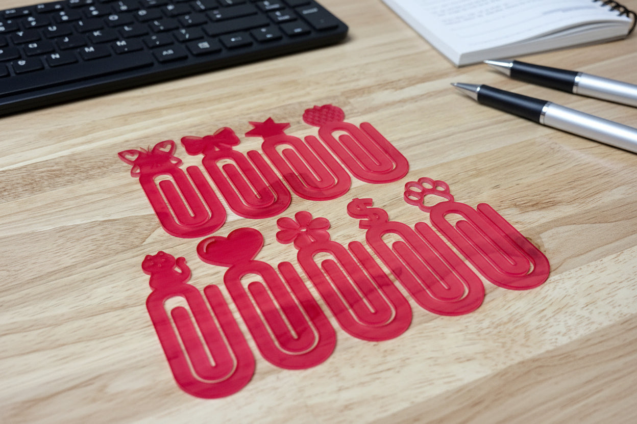 Cute Acrylic Icon Paperclips – Oversized Planner Clips | Bookmark | Cash Stuffing Binder Accessory