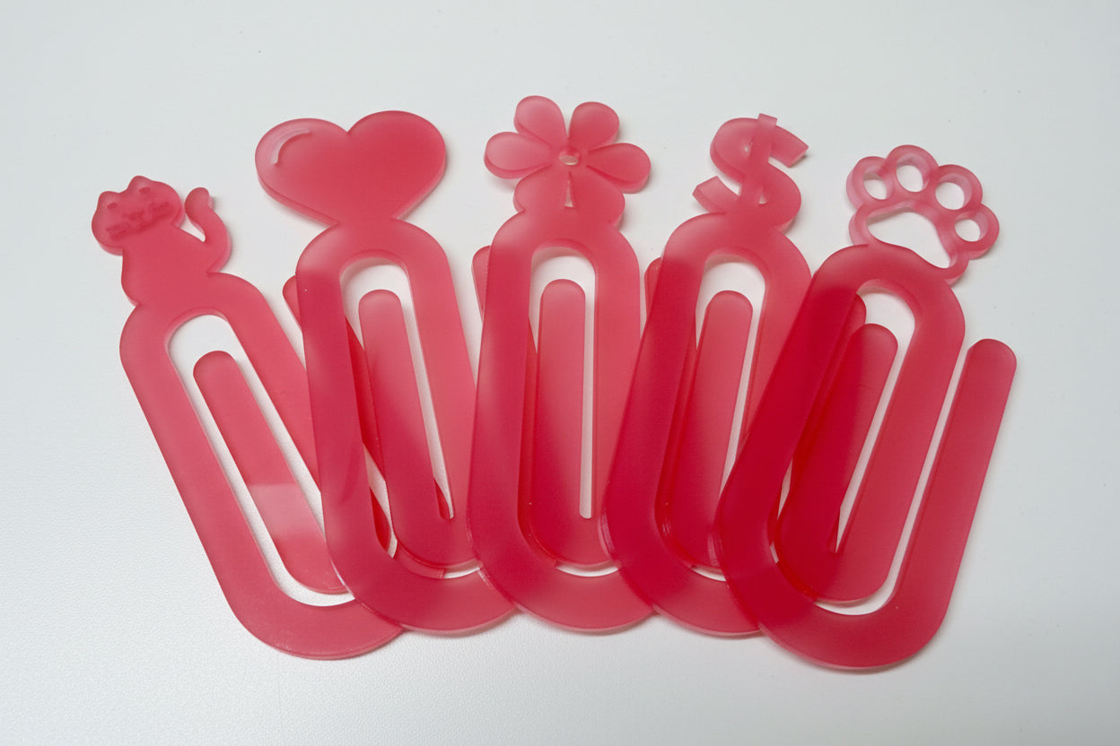 Cute Acrylic Icon Paperclips – Oversized Planner Clips | Bookmark | Cash Stuffing Binder Accessory