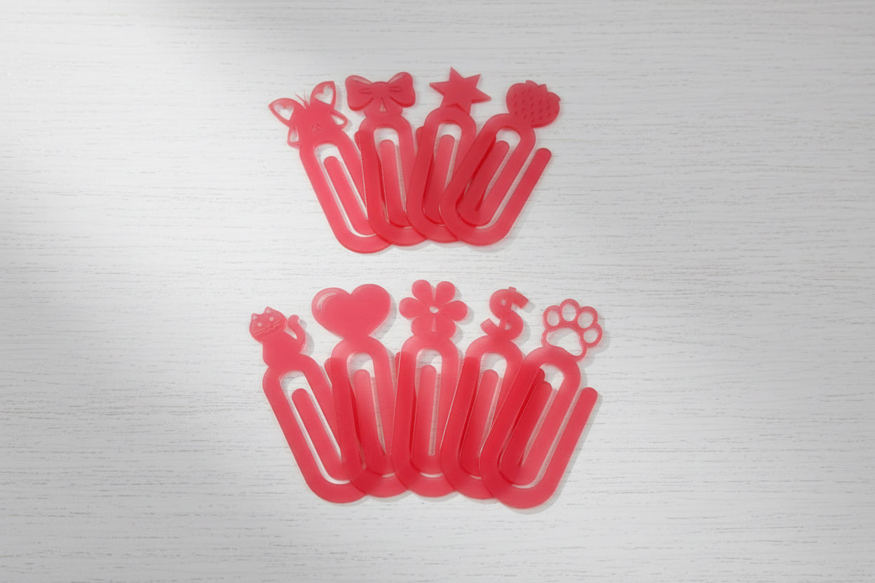 Cute Acrylic Icon Paperclips – Oversized Planner Clips | Bookmark | Cash Stuffing Binder Accessory